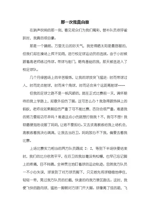叙事作文：那一次我真自豪作文800字