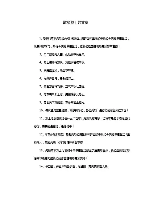 致敬烈士的文案
