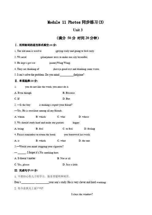外研版9年级上册课时同步练习及答案Module 11 Photos同步练习(3)