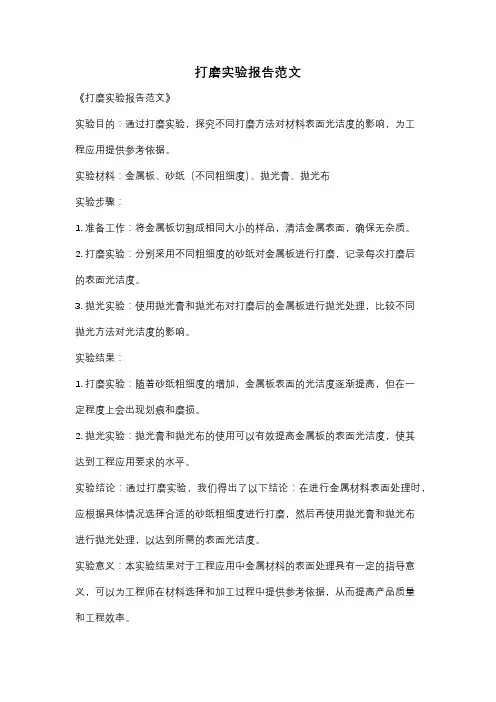 打磨实验报告范文
