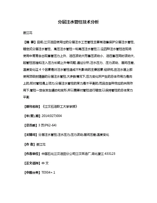 分层注水管柱技术分析