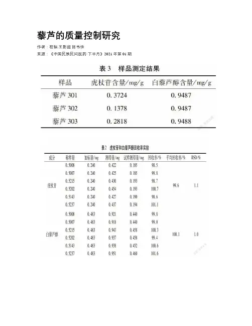 藜芦的质量控制研究