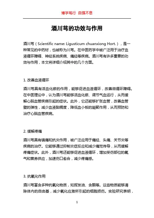 酒川芎的功效与作用