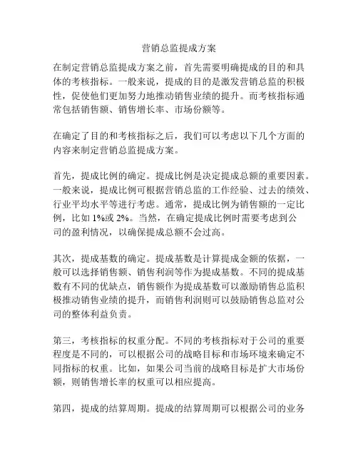营销总监提成方案