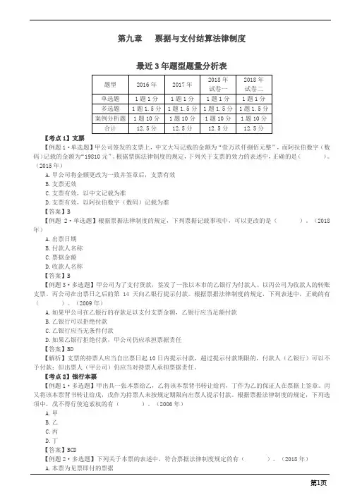 注册会计师-经济法速刷题-第九章 票据与支付结算法律制度(7页)