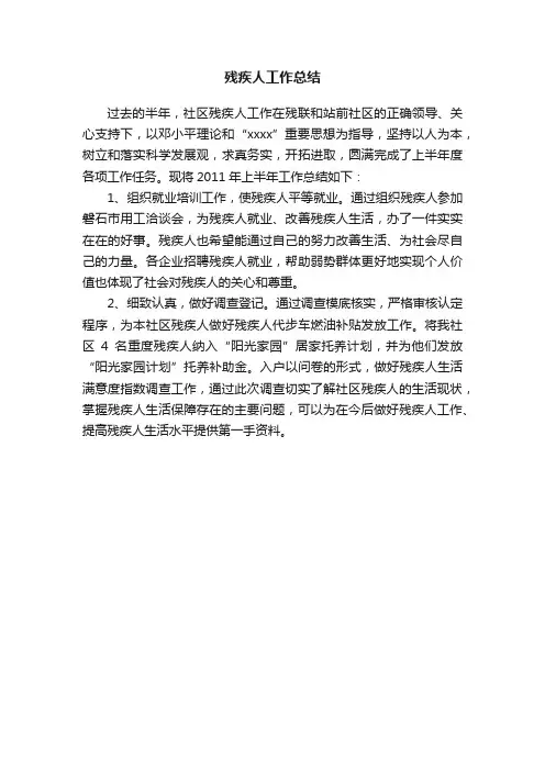 残疾人工作总结