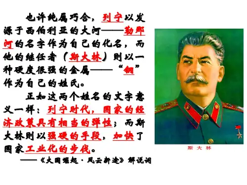 高中历史必修二《专题七苏联社会主义建设的经验与教训二斯大林模式的社会主义建设道路》110人民版PPT课件