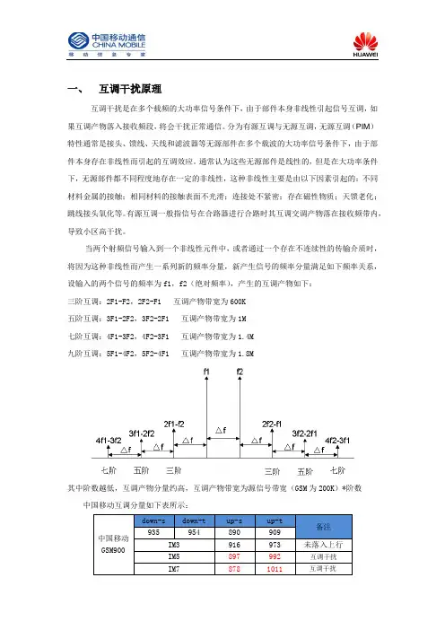 互调干扰原理介绍及分析