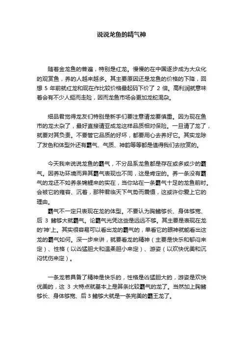 说说龙鱼的精气神
