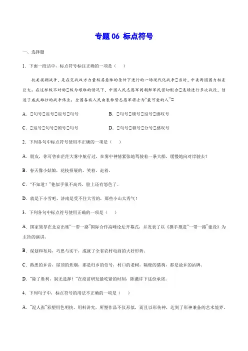 专题06 标点符号(考点训练)(原卷版)