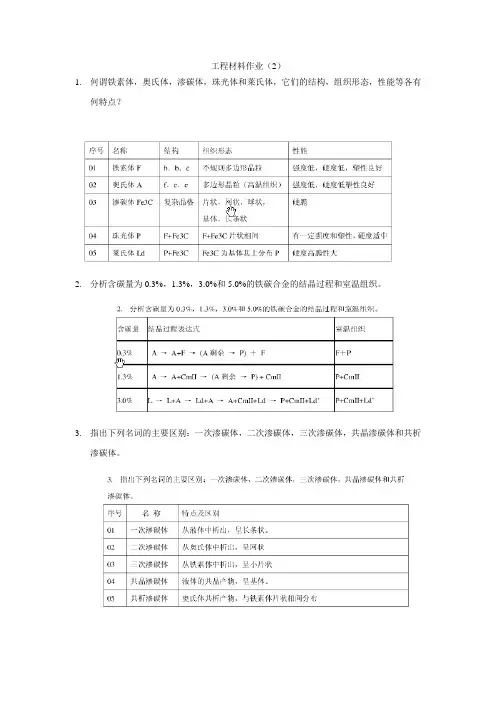 工程材料作业2答案