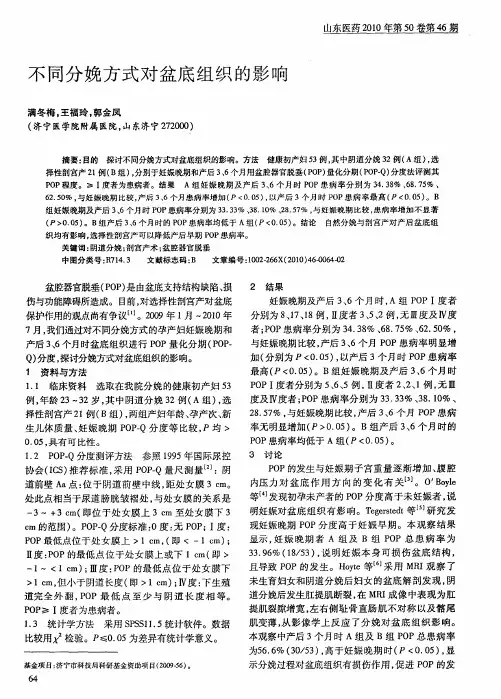不同分娩方式对盆底组织的影响