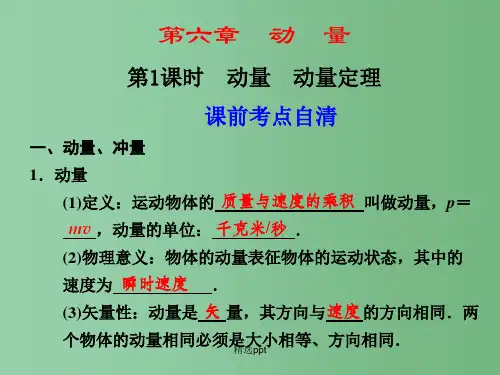 高中物理大一轮复习 第六章 动量 第1课时 动量 动量定理讲义课件 大纲人教版