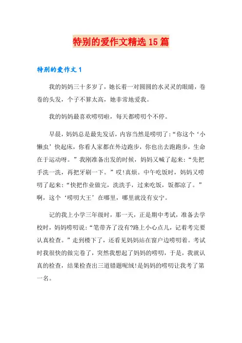 特别的爱作文精选15篇