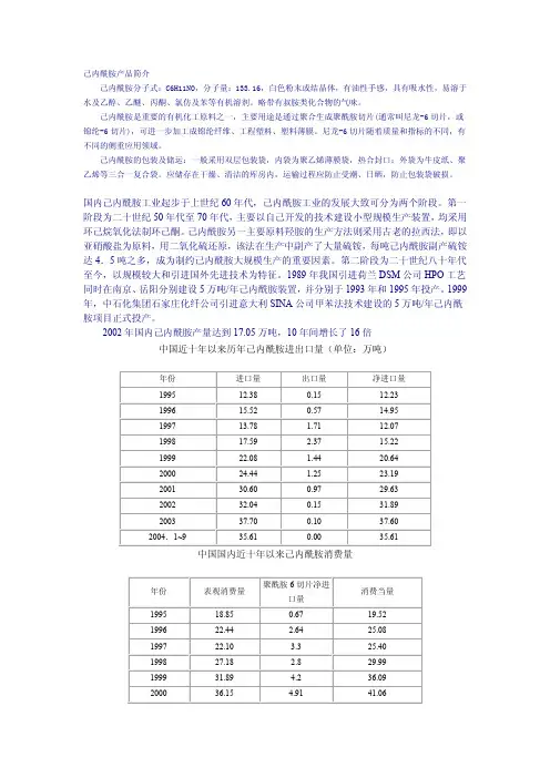 己内酰胺市场调研报告