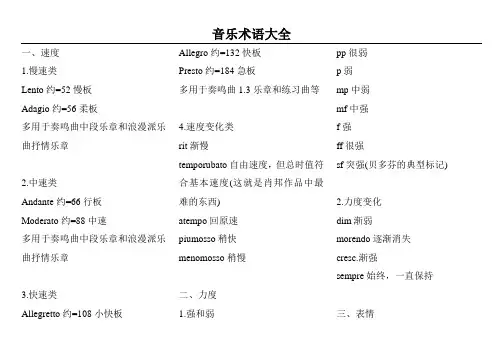 音乐术语大全(英汉对照)