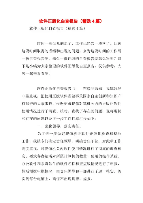 软件正版化自查报告(精选4篇)