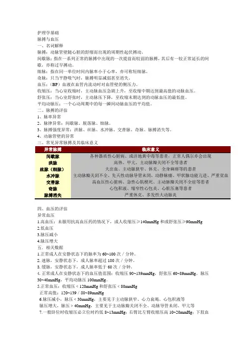 护理学基础-脉搏与血压