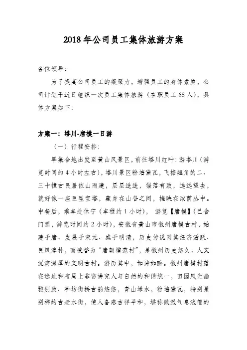 公司集体活动旅游方案