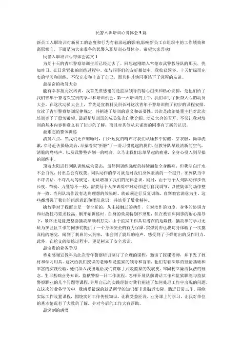 民警入职培训心得体会3篇