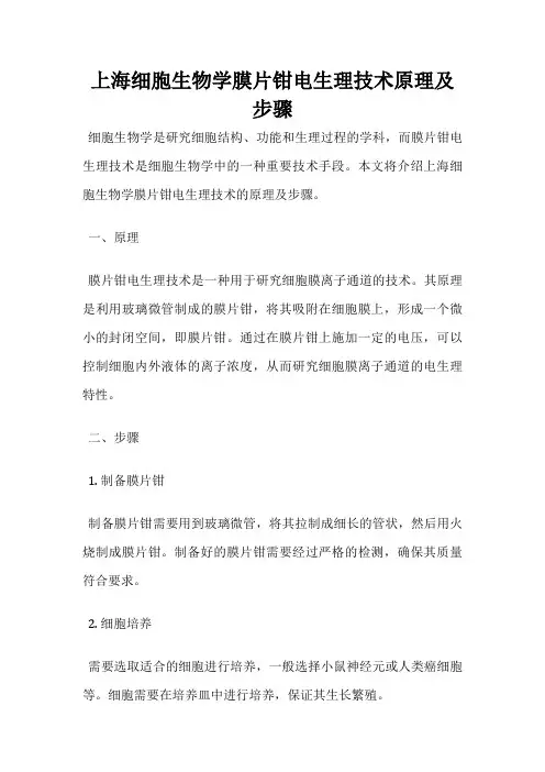 上海细胞生物学膜片钳电生理技术原理及步骤