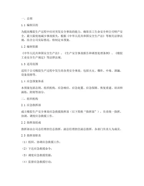 橡胶生产安全应急预案范本
