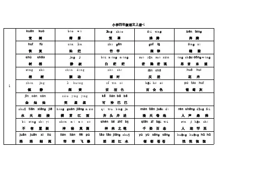 四川省人教版四年级语文上册词语表