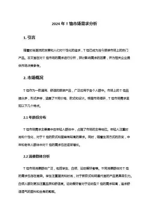 2024年T恤市场需求分析