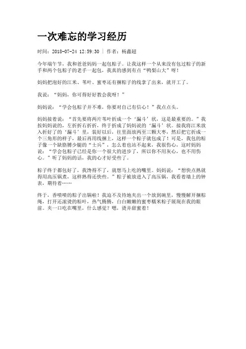 一次难忘的学习经历