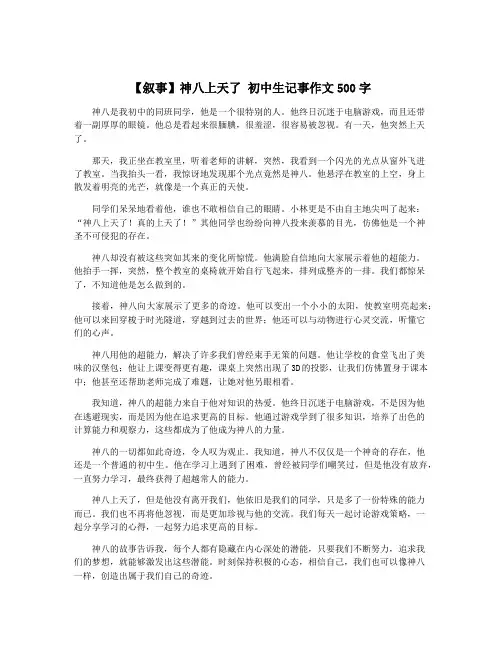 【叙事】神八上天了 初中生记事作文500字