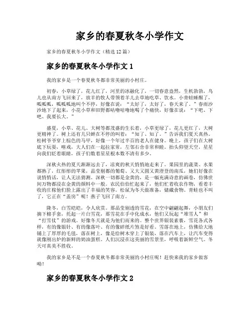 家乡的春夏秋冬小学作文
