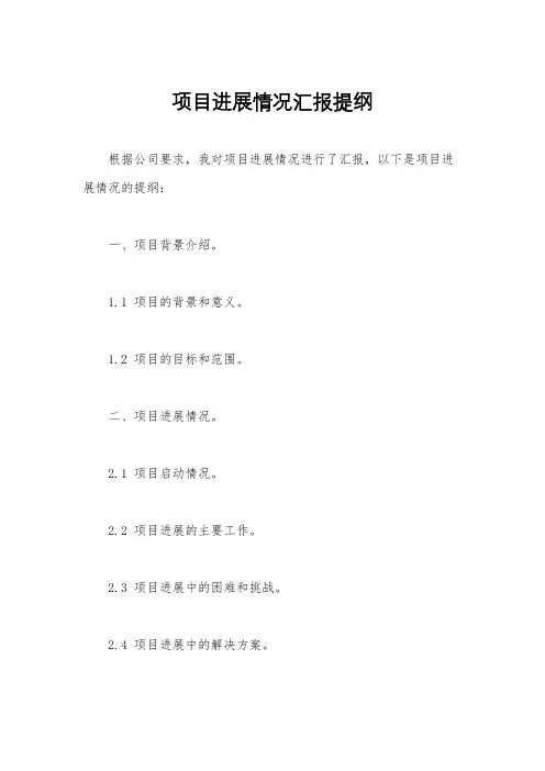 项目进展情况汇报提纲