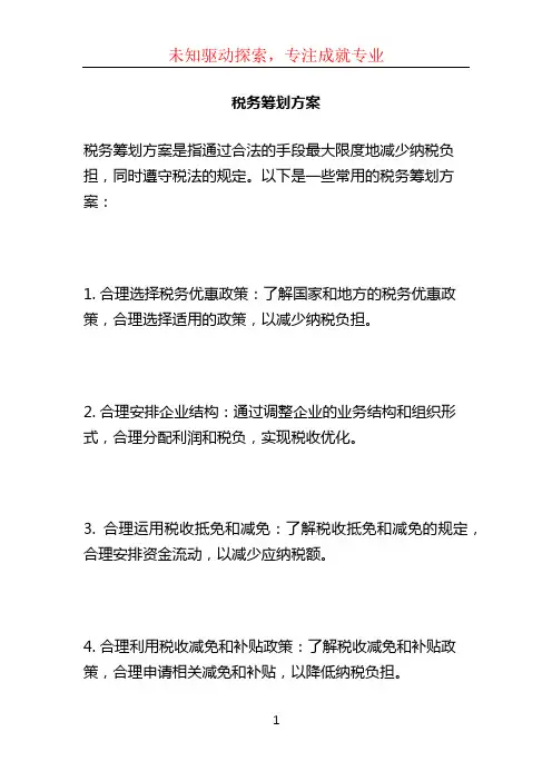 税务筹划方案