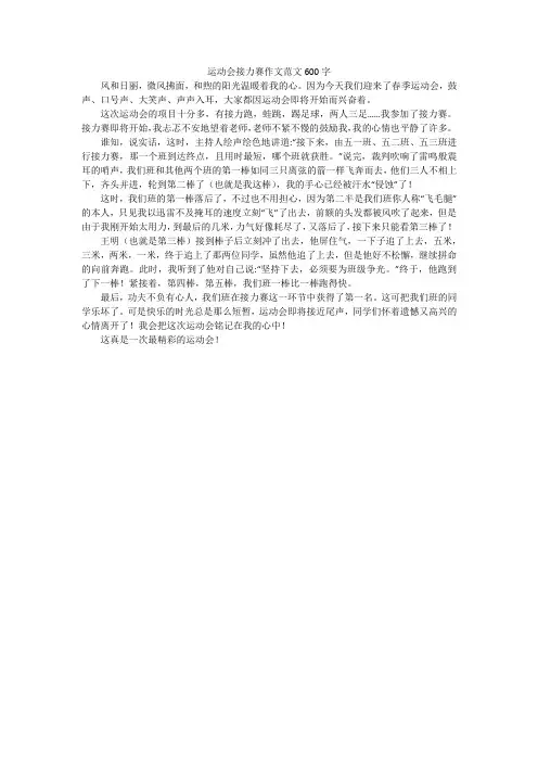 运动会接力赛作文范文600字