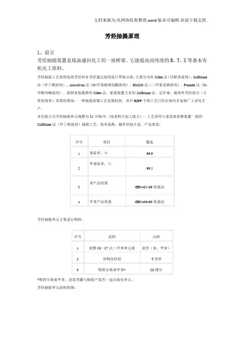 芳烃抽提原理