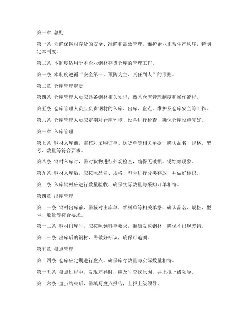 钢材存货仓库管理制度