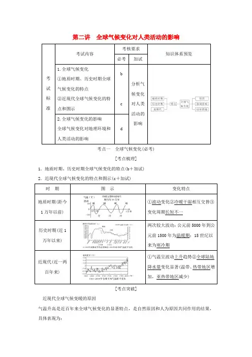 (浙江专版)2019版高考地理一轮复习 第四章 自然地理环境对人类活动的影响 第二讲 全球气候变