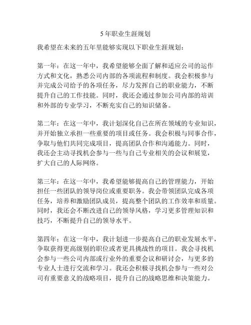 5年职业生涯规划