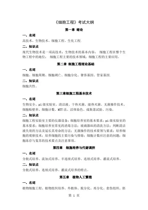 《细胞工程》考试大纲精品文档10页