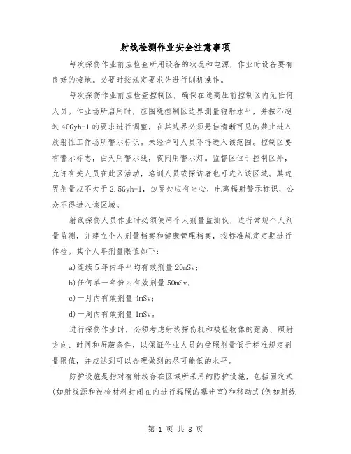 射线检测作业安全注意事项(三篇)