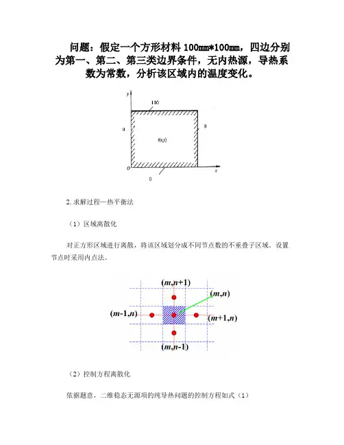 数值传热二维稳态导热问题及程序