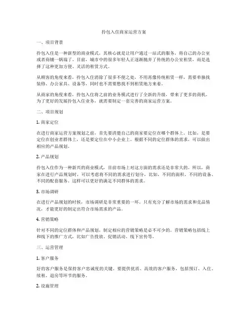 拎包入住商家运营方案