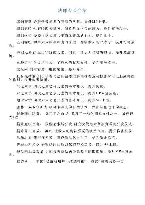 法师专长介绍