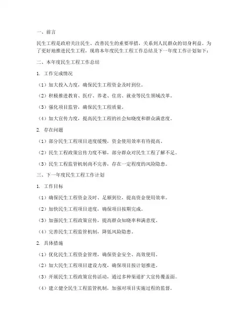 民生工程工作总结计划