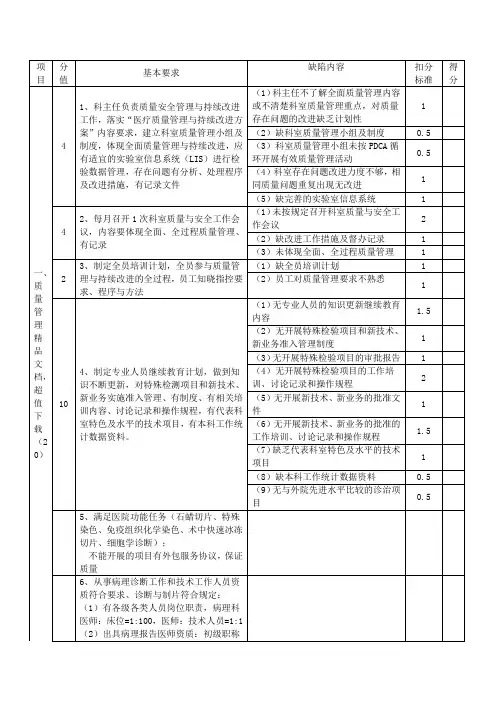 病理科 医疗质量评价标准