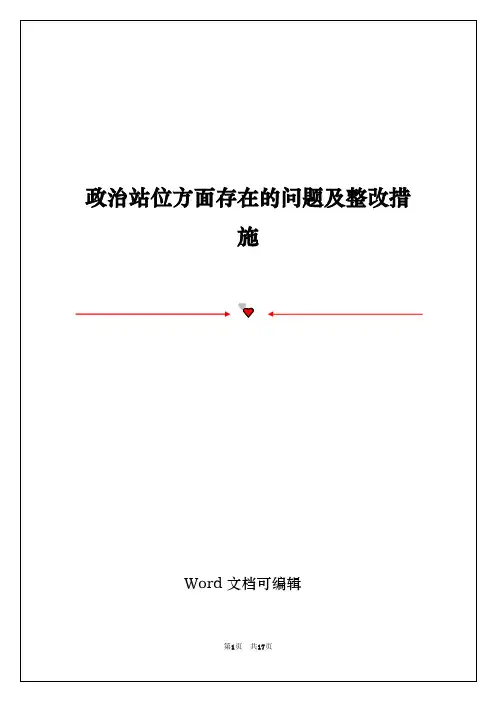 政治站位方面存在的问题及整改措施