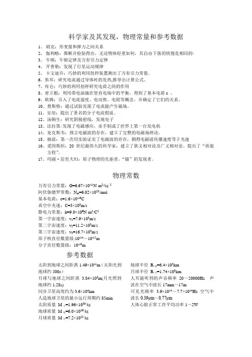 高中物理课本中涉及的科学家及其发现 2