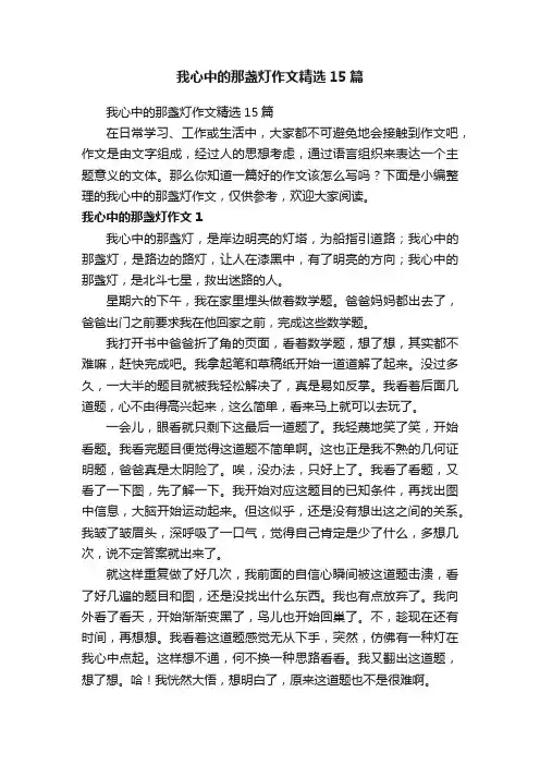 我心中的那盏灯作文精选15篇