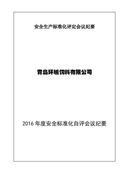 安全生产标准化评定会议纪要