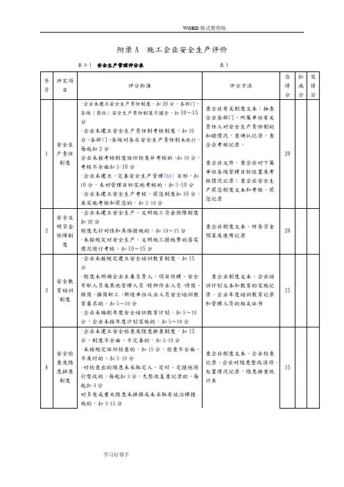 《施工企业安全生产评价标准》JGJT77-2011年